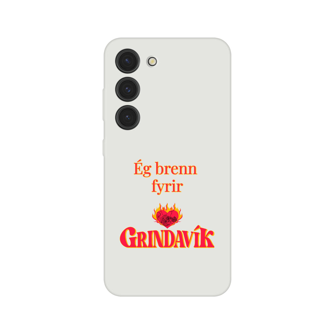 Grindavík support phone case, clear Flexi, customizable text "Ég brenn fyrir" 0aec5f3a-399e-4744-a4e2-bd4556b55bdd