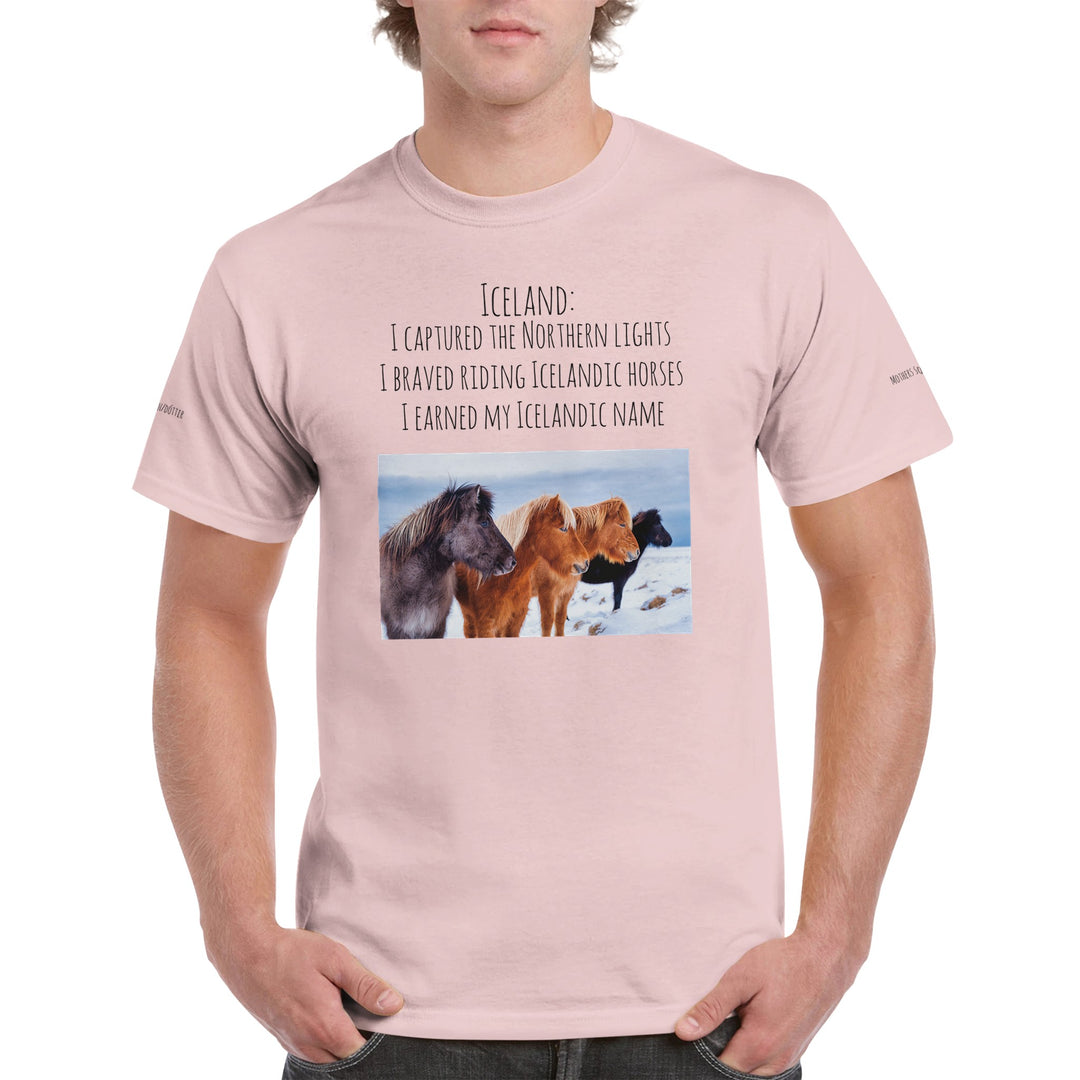 Icelandic horse t-shirt with [customer's name] in Light Pink 13483bf8-3561-424c-a0e4-91e7466d1d52