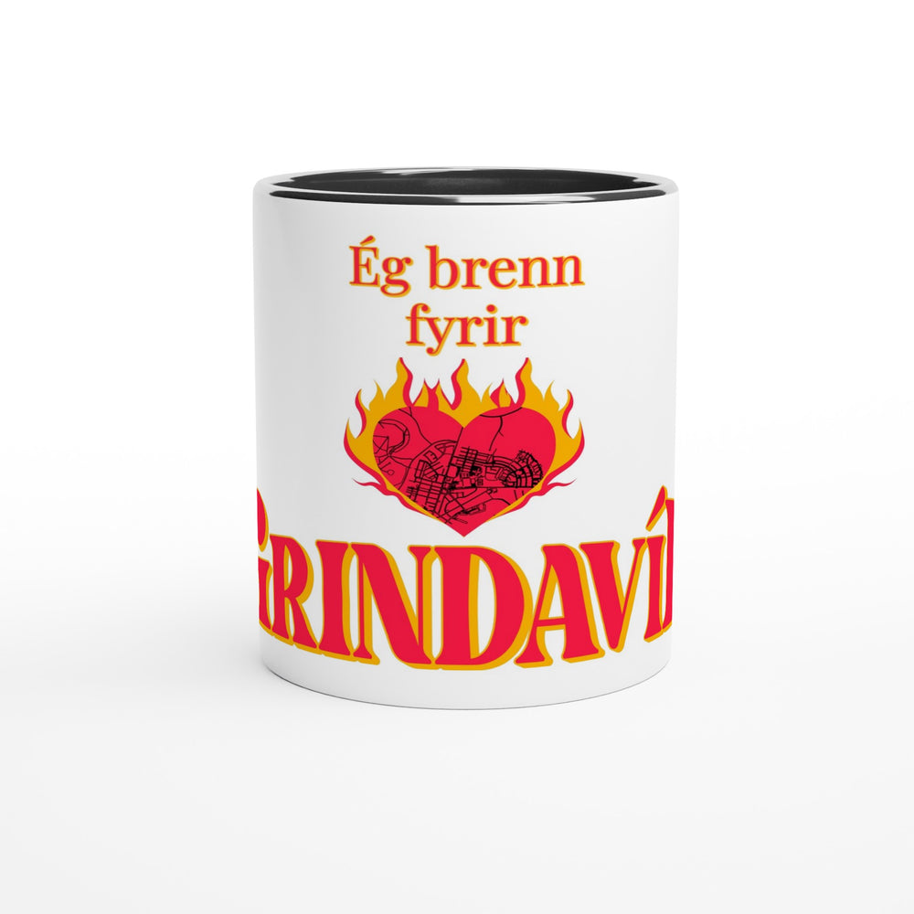 Black inside Customizable 'Support Grindavík' charity mug with color accents. 100% of profits donated to the families of Grindavík.1ba84252-a171-4b3f-88ed-bdf30912fd57