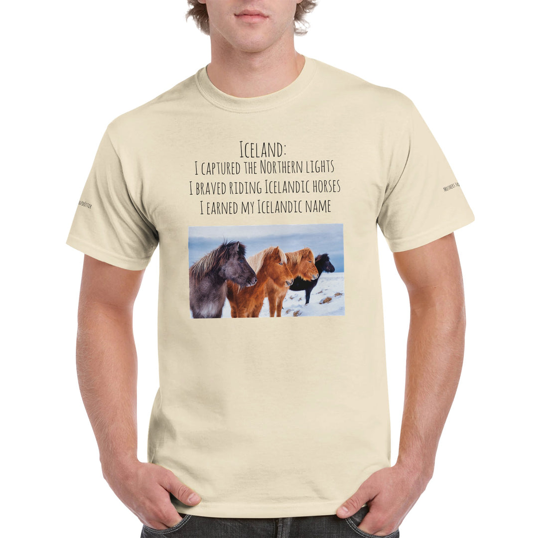 Icelandic horse t-shirt with [customer's name] in Natural 299920b2-fd89-4c1d-b5d5-a3361dd8b164