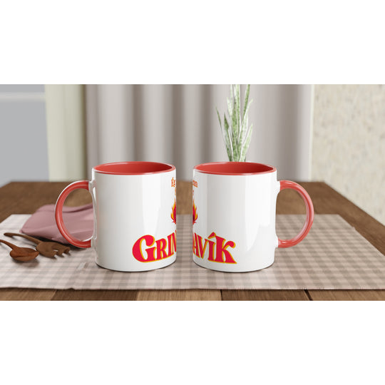 Red inside Customizable 'Support Grindavík' charity mug with color accents. 100% of profits donated to the families of Grindavík.32a1e0c0-a179-4a62-9a0a-219eddecb737