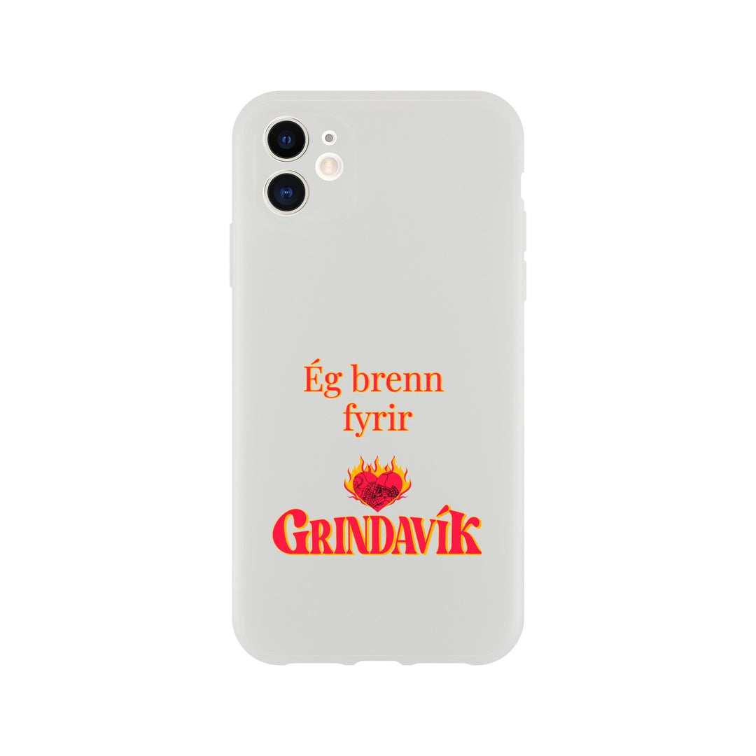 Grindavík support phone case, clear Flexi, customizable text "Ég brenn fyrir"  3607abe8-8e32-4552-acbf-cc6fa9e4677b