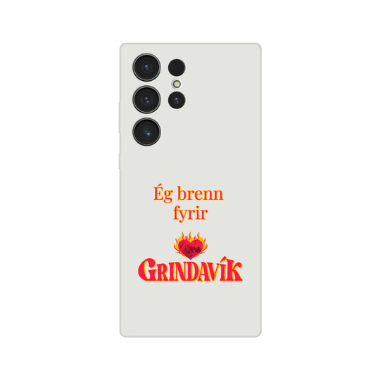 Grindavík support phone case, clear Flexi, customizable text "Ég brenn fyrir"  363f6f5a-2808-4630-9fe0-dc1b568be36e
