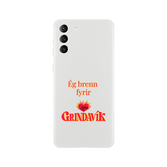 Grindavík support phone case, clear Flexi, customizable text "Ég brenn fyrir"  4f9c9cbb-895e-4983-94b9-81c06a3a0968