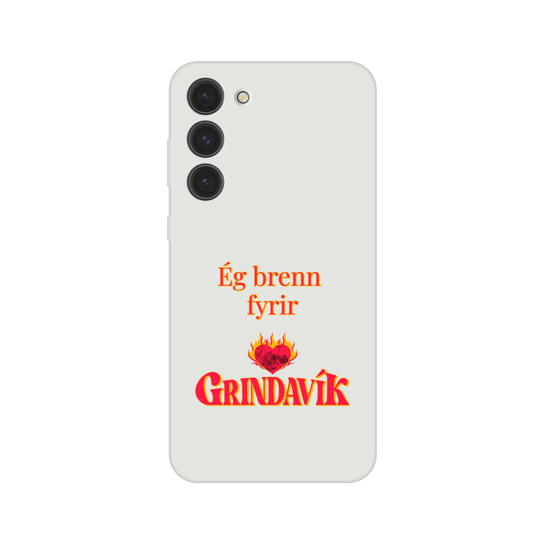 Grindavík support phone case, clear Flexi, customizable text "Ég brenn fyrir"  54ea1087-bb1d-498e-be1a-3ca6857c5032