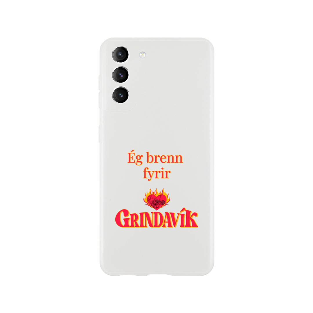 Grindavík support phone case, clear Flexi, customizable text "Ég brenn fyrir" 5ca49067-346b-401c-a17a-d8488246f748