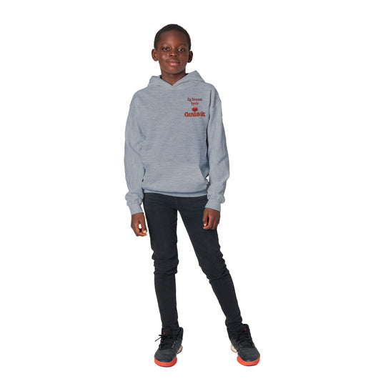 Sports Grey Customizable kids hoodie front view, add child's name with embroidery 696150e3-7418-4ba7-8807-f2d7b6cf4bbe
