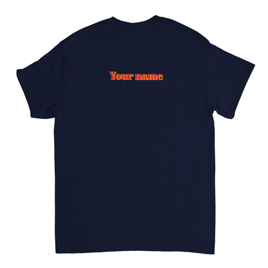Navy Customizable 'Support Grindavík' t-shirt with Icelandic phrase. Backside customizable. 100% of profits donated.6fdcdaec-ff81-441e-aca7-b484d7b649ad