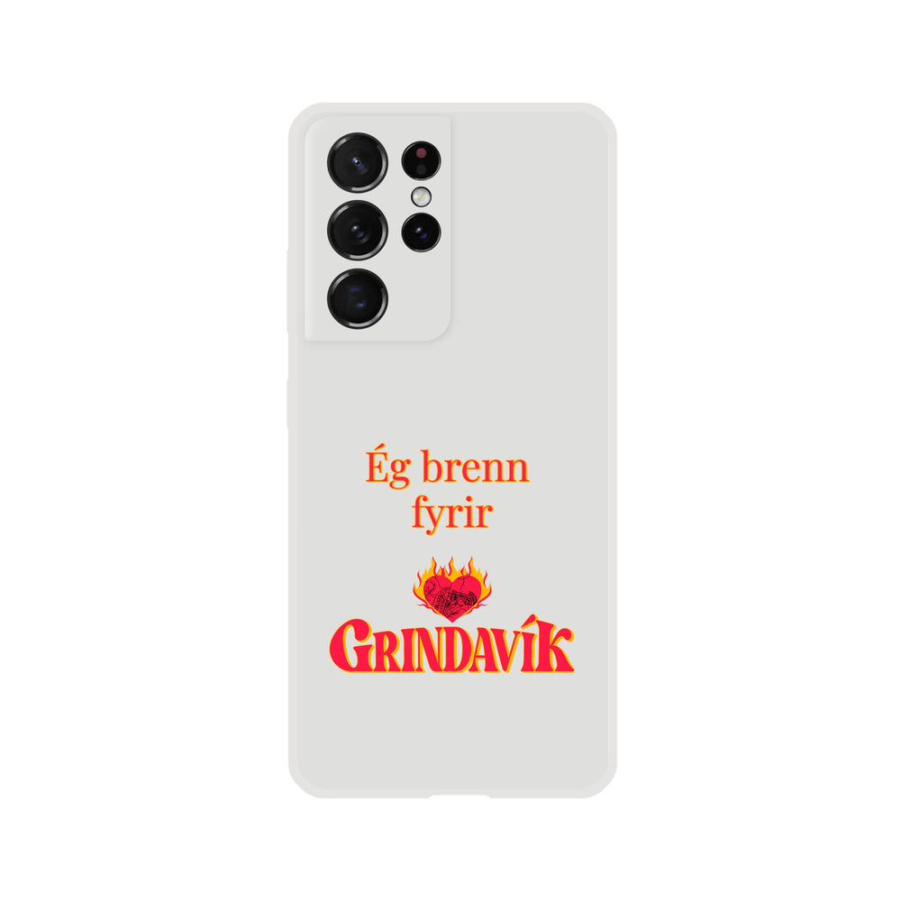 Grindavík support phone case, clear Flexi, customizable text "Ég brenn fyrir"  70e7a685-a184-43fc-9136-e73e8ef79c23