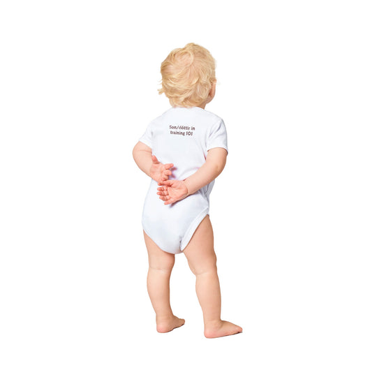 White Custom baby bodysuit, 'I Rock' with name, short sleeves 78435269-9771-401d-9c1c-b2bec08ff210