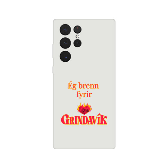 Grindavík support phone case, clear Flexi, customizable text "Ég brenn fyrir"  8166c09d-38c7-4be3-998e-f7cf7f7149f9