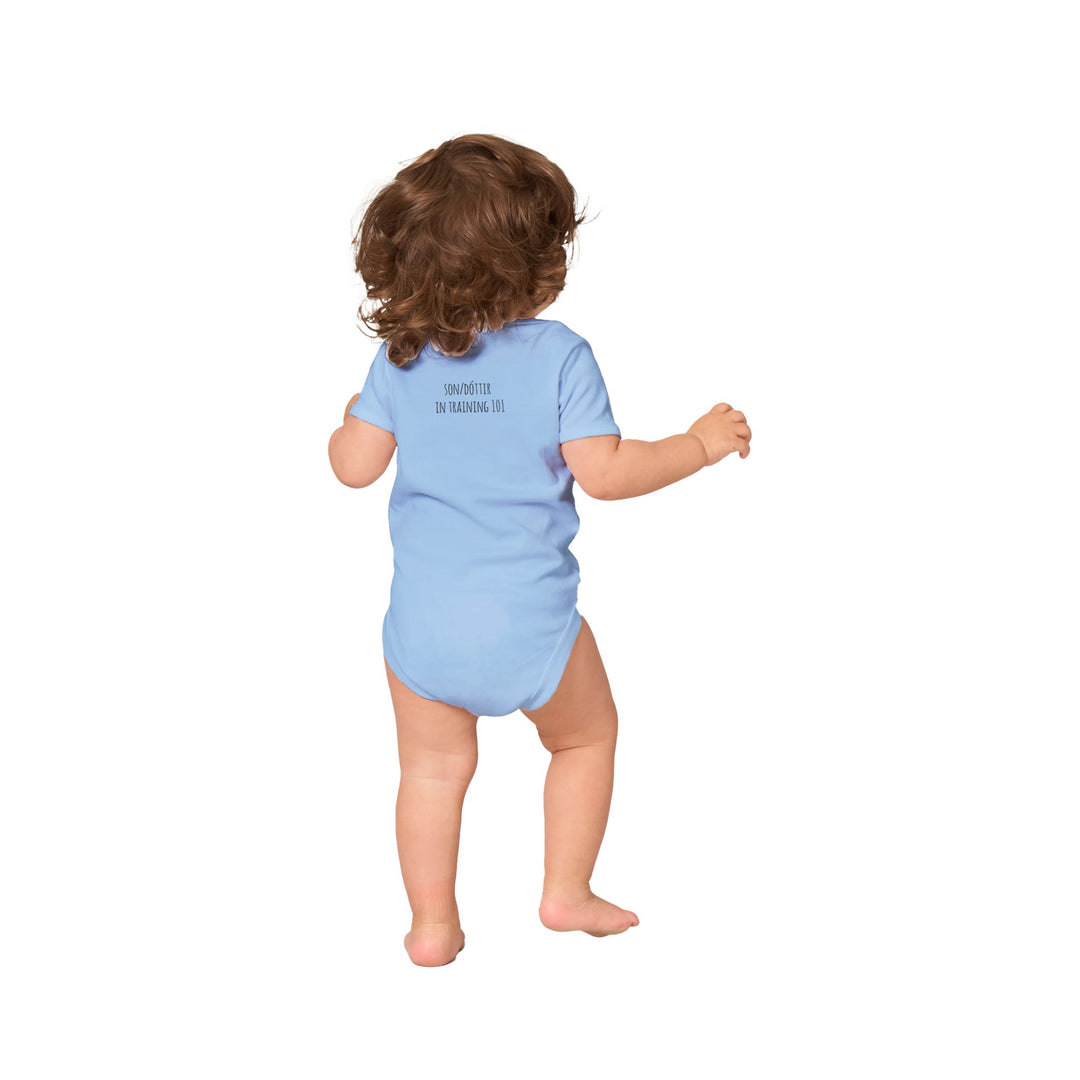 Custom baby onesie with I Rock slogan and Icelandic name in baby blue a0bb4208-9c54-4e6c-87e5-ba2e955bf14d