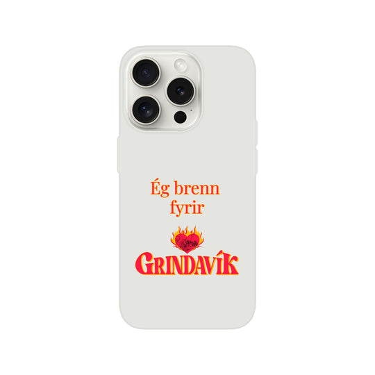 Grindavík support phone case, clear Flexi, customizable text "Ég brenn fyrir"  b782150f-8823-4ac6-b545-8cf827283868