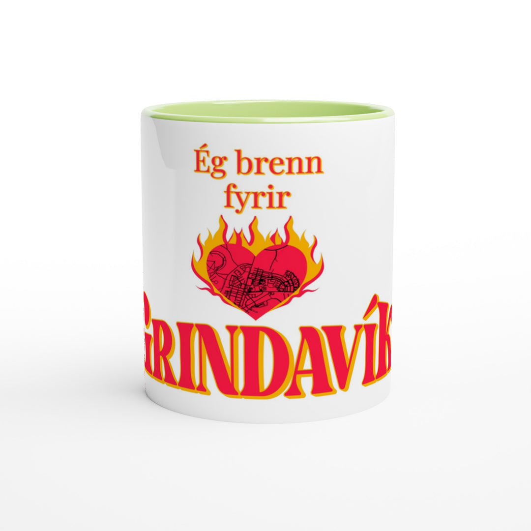 Green inside Customizable 'Support Grindavík' charity mug with color accents. 100% of profits donated to the families of Grindavík.ba68160b-e798-47f2-bdaf-1da994b60d7a