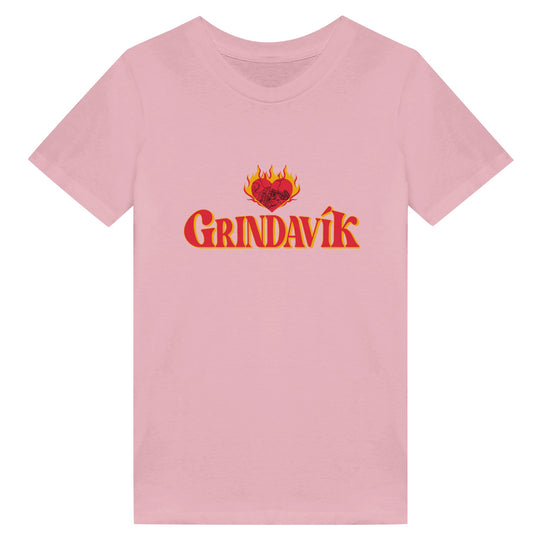 Support Grindavík organic unisex kids T in Pink, custom e73dde56-d55e-444d-bae6-d62be9f2f3b9