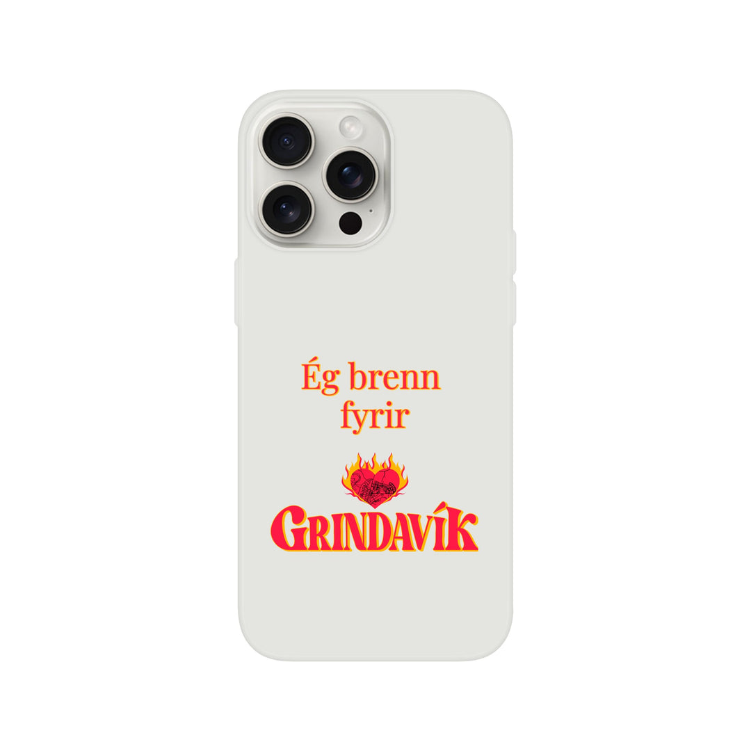 Grindavík support phone case, clear Flexi, customizable text "Ég brenn fyrir"  ef184347-fd95-4644-a66e-f3ec17e0e73e