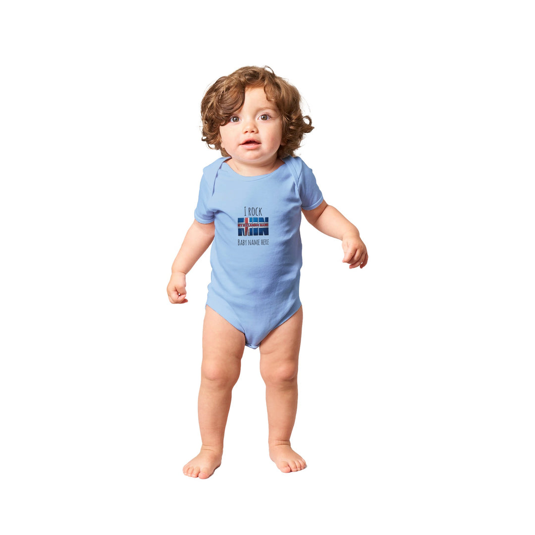 Custom baby onesie with I Rock slogan and Icelandic name in baby bluef7e3d4d9-386d-4d7a-a8fa-9b79dcea8b94