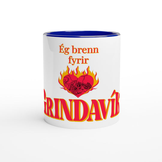 Blue inside Customizable 'Support Grindavík' charity mug with color accents. 100% of profits donated to the families of Grindavík.fcaa5a6d-04d7-4f08-ac4f-2671361521cb