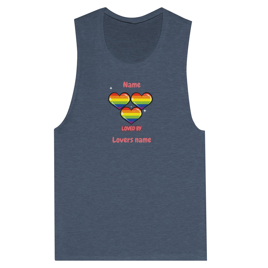 Loved by with Pride Women's Muscle Tank Top in Heather Navy