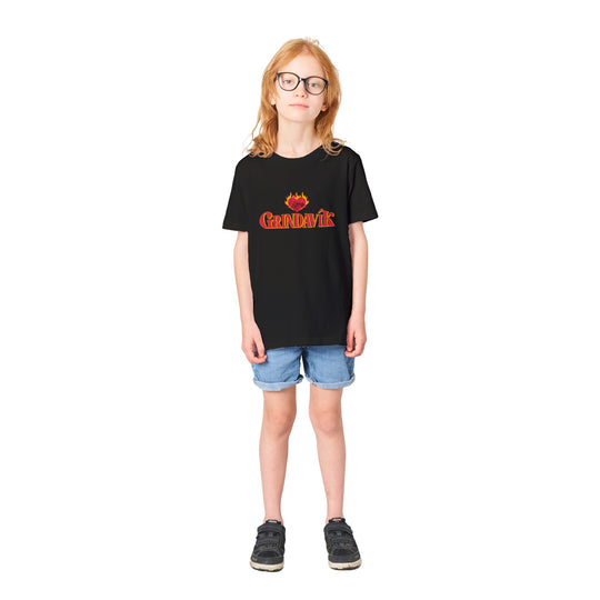 Support Grindavík organic unisex kids T in black, custom 4afa385c-547f-4392-9aaa-d95d84f3ed46