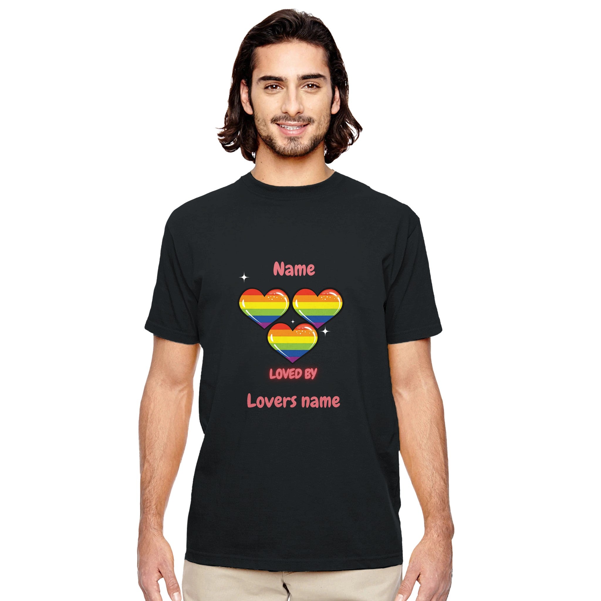 Loved by with Pride Custom Organic Unisex Crewneck T-shirt in Black