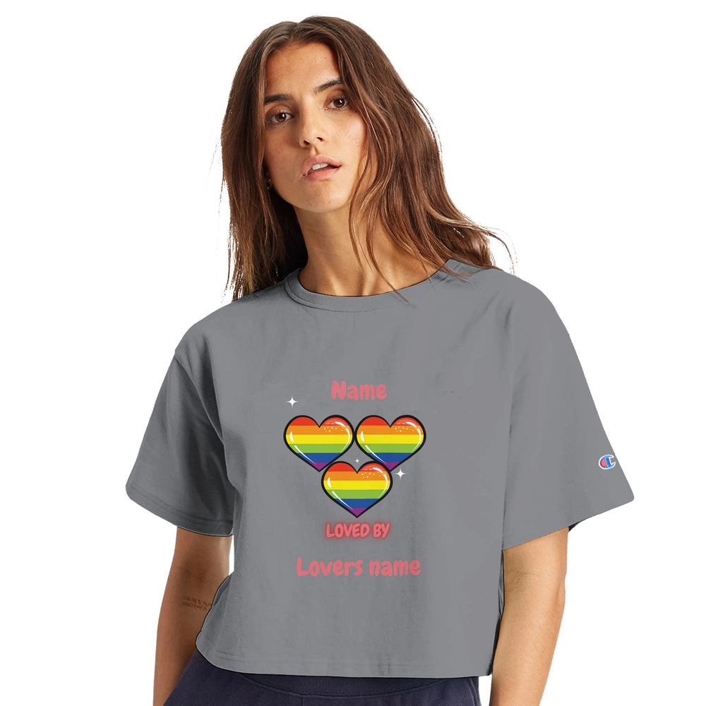 Loved by with Pride Cropped Heritage Crewneck T-Shirt in Oxford Gray