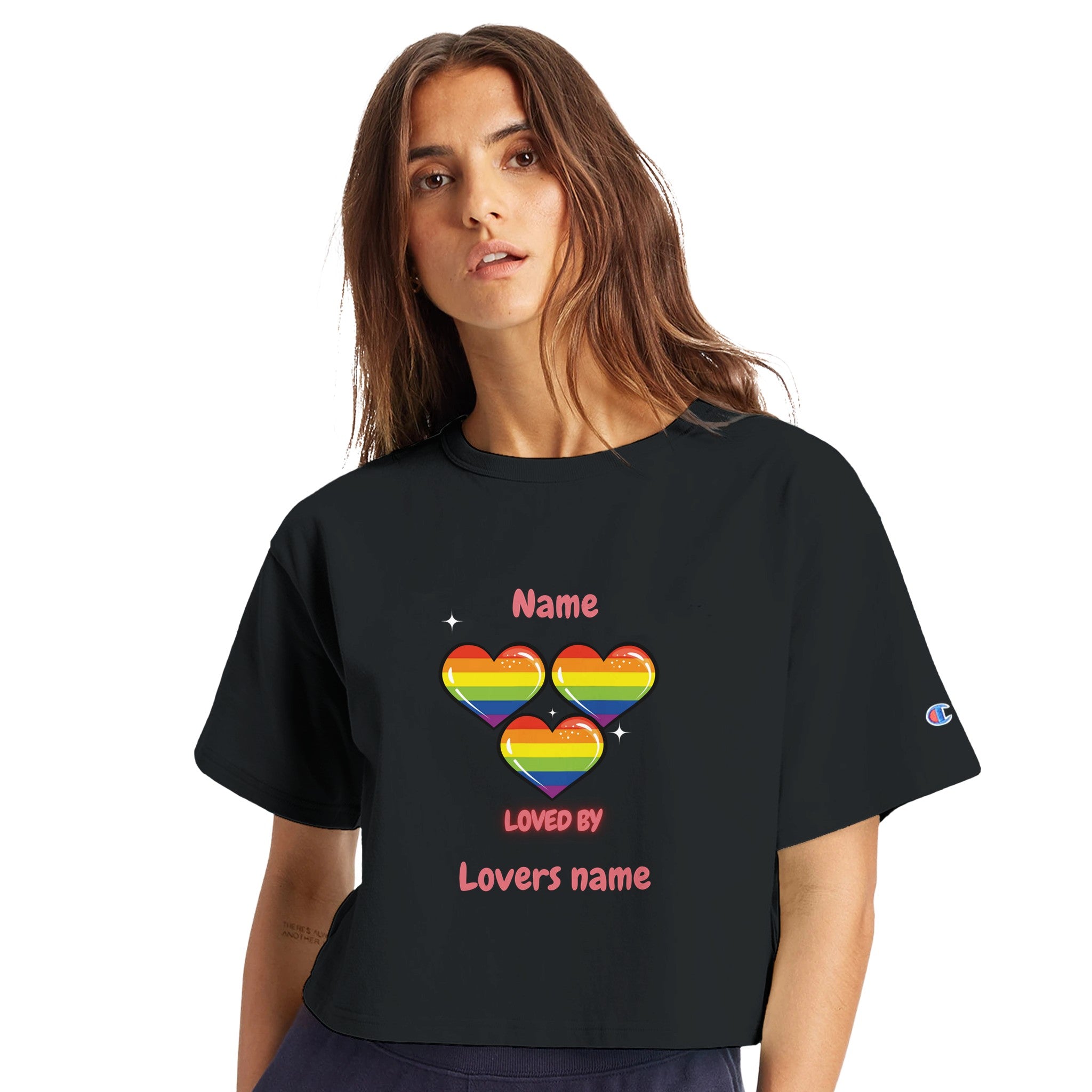 Loved by with Pride Cropped Heritage Crewneck T-Shirt in Black