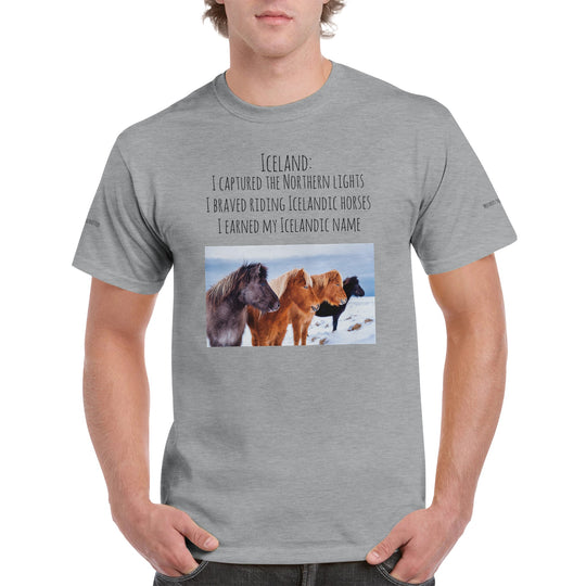 Icelandic horse t-shirt with [customer's name] in  Sports Grey de7b4b03-050b-4211-871c-f98148db43a0