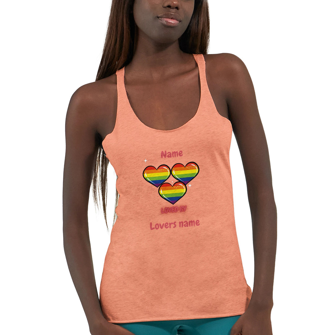 Loved by with Pride Women's Racerback Tank Top in Vintage Light Orange